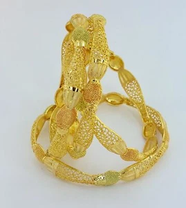 PREMIUM GELBVERGOLDET 22K 4 SET CHURI KARRA ARMREIFEN PAKISTANISCHER INDISCHER STIL. - Bild 1 von 4