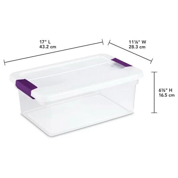 Sterilite Clear View Latch Box Storage Container 15 Qt Clear with Plum Latches - Image 1 of 1