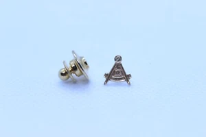 Minimalist 14K Solid Yellow Gold FreeMasonry Lapel Pin .6g Free Mason Secret - Picture 1 of 4