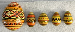 Ukrainian Wooden Easter Eggs Handmade Pysanky Pysanka Easter Eggs 2" 1" 5 pcs - Picture 1 of 4