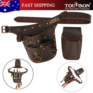 TOURBON Garden/Workshop Leather Tool Organizer Belt Holster w/Removeable Pouch - Picture 1 of 24