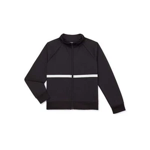 Athletic Works Girls Two-Tone Sweat Jacket, Size M (7-8) Color Black - Picture 1 of 3