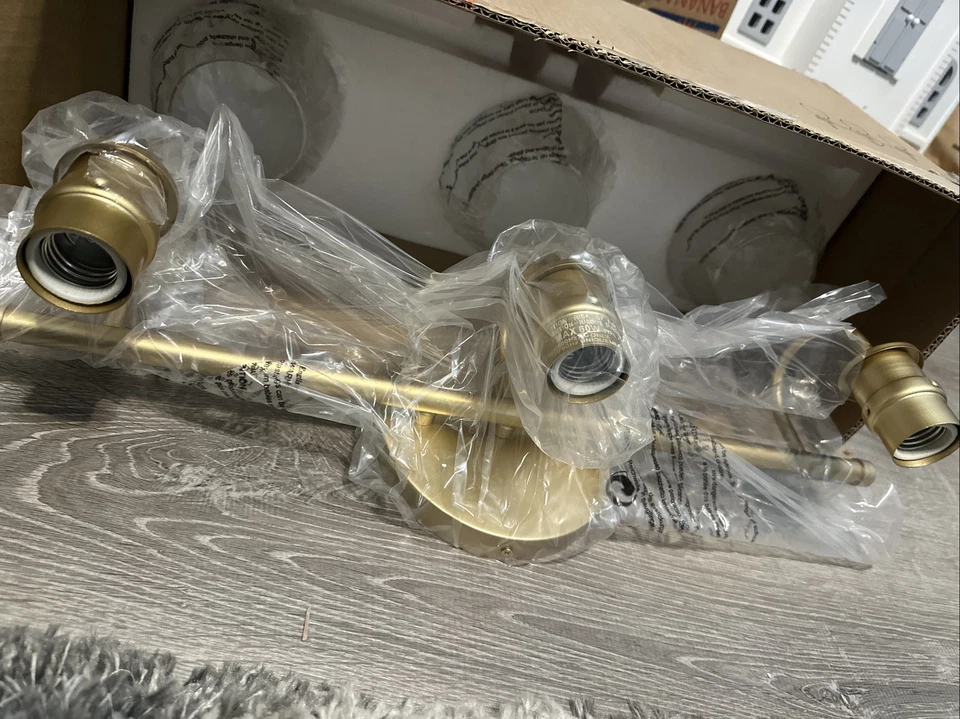 LNC Contemporary 3 Light Brushed Gold Bathroom Vanity Lighting A03569 22" LED