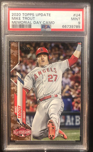 2020 Topps Update #U-4 Mike Trout Memorial Day Camo 05/25 PSA 9 MINT