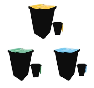 3 x 50L Blau Gelb Grün Abfalleimer Mülltonne Abfalltonne Mülleimer Mülltrenner - Bild 1 von 4