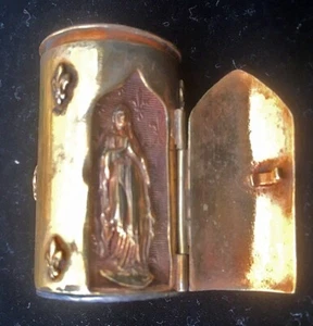 *RARE Antique Brass Religious SHRINE Match Safe VESTA Case - Picture 1 of 4