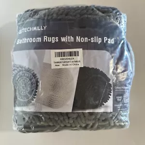 Bathroom Rugs with Non Slip Pad, Non-Slip Absorbent Machine Washable Soft Plush - Picture 1 of 7