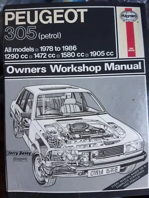 PEUGEOT 305 1978-1989 PETROL HAYNES OWNERS WORKSHOP MANUAL GOOD USED COPY #538 - Image 1 of 3