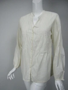 Camisa frontal plisada con botones pintuck de algodón suave envolventes talla S - Imagen 1 de 3
