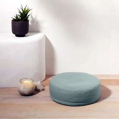 Cojín de meditación redondo CasaLuna almohada de piso de trigo sarraceno verde salvia NUEVO Foto 1 de 4