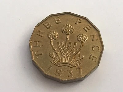 Tres peniques de prueba 1937 - George VI latón 6,8 g ⌀ 21,8 mm KM# 849, Sp# 4112 Foto 1 de 3