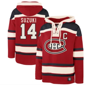 Men's Montreal Canadiens Nick Suzuki '47 Red Lacer Name & Number Pullover Hoodie - Picture 1 of 3