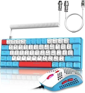 Wired Mechanical Gaming Keyboard and Mouse Combo RGB +Coiled Aviator C Cable - Picture 1 of 15