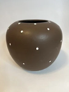 Vntg Brown white Pokadot 5” USA Cal Vase - Picture 1 of 4