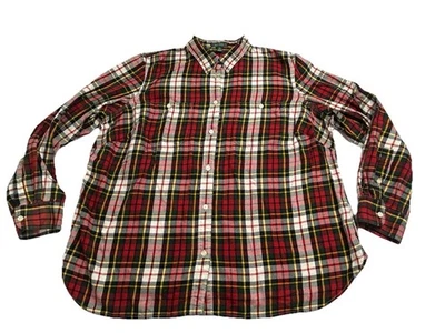 Ralph Lauren LRL Lauren Jeans Co Flannel Shirt Womens 2X Red Green Plaid Cotton - Image 1 of 4