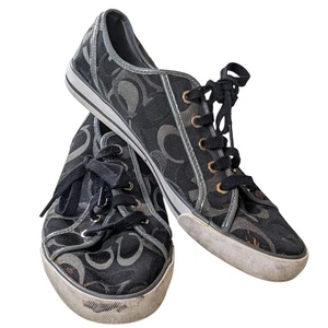 Coach Shoes Womens 10B Lace Up Sneakers Canvas Low Top Streetwear Skater Style - Picture 1 of 15