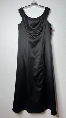 Nuevo con etiquetas Vestido Formal Hampton Nites Petites Negro Satinado Para Mujer Talla 14P De Colección EE. UU. Foto 1 de 4