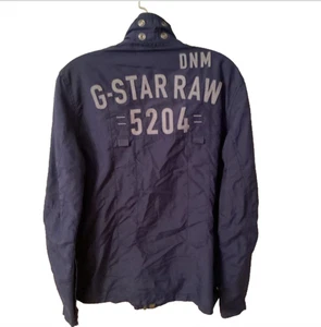 G STAR RAW SIZE MEDIUM DARK BLUE MILITARY JACKET JOHNSON OVERSHIRT SPELLOUT - Picture 1 of 8