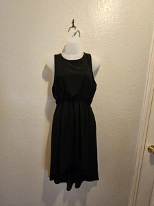Entro Boutique Black Cocktail Dress L High Low Hi-lo Lined Sheer Keyhole Back - Picture 1 of 7
