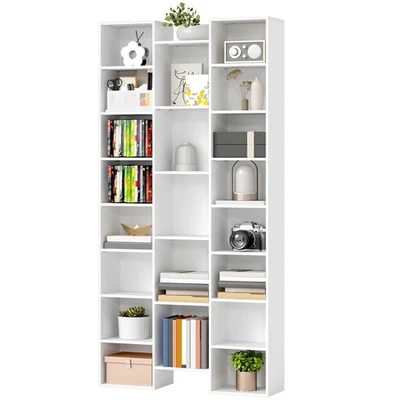 HOMCOM Libreria in Legno Alta 181cm 21 Scomparti e 10 Ripiani Regolabili Bianco - Immagine 1 di 4