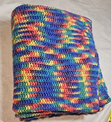 "Manta afgana de ganchillo multicolor bellamente hecha a mano 76X67"""  Foto 1 de 4