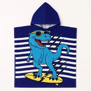 Kids Dinosaur Hooded Towel Poncho – Soft & Absorbent – Ages 3 to 10. - Picture 1 of 3