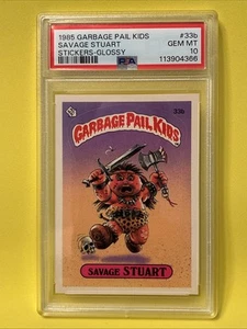 Cubo de basura Savage Stuart 1985 para niños serie 1 primer brillante 33b PSA 10 GEMA MT COMO NUEVO - Imagen 1 de 2