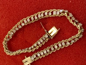 14k AUTHENTIC GOLD DIAMOND ROPE TENNIS BRACELET 6.1g Length 7 &1/4” Long - Picture 1 of 4