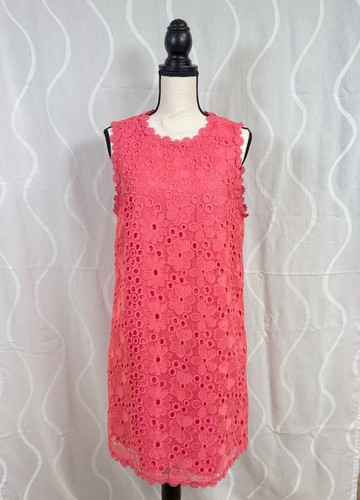 Abito Kate Spade Peach Sorbet floreale pizzo tubino taglia 12 nuovo con etichette mini senza maniche