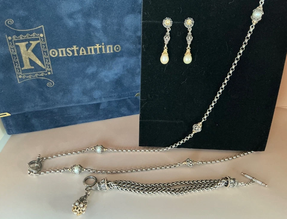 ¡¡JUEGO CONSTANTINO de diseñador!! - PULSERA COLLAR PENDIENTES PLATA DE LEY/ORO 18K Foto 1 de 4