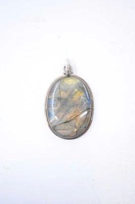 Ciondolo Collana Ovale In Argento 925 Pietra Labradorite 5cm - Immagine 1 di 3
