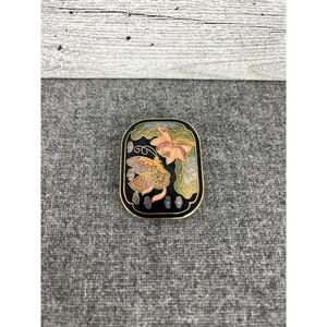 VINTAGE CLOISONNÉ BUTTERFLY Enamel Scarf Clip Lotus Flower Colorful Jewelry - Picture 1 of 7
