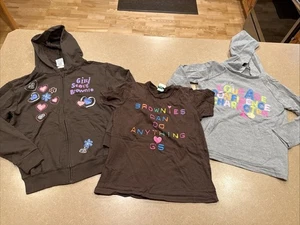 3 Shirts GIRL SCOUT BROWNIE TShirt, HOODIE & SWEATSHIRT SIZE M/L 10/12 14/16 - Picture 1 of 7