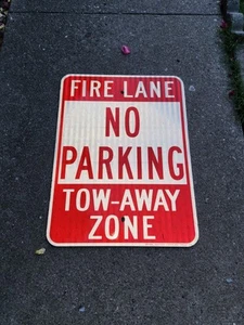 Authentic Street Sign No Parking Fire Lane Tow Away Zone 18"X24" Reflective - Picture 1 of 5