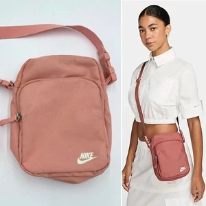 Nike Heritage Crossbody Bag Canyon Pink Shoulder Strap Zipper Pockets FLAWS - Picture 1 of 16