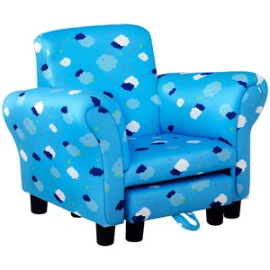 HOMCOM Kids Armchair Toddler Sofa Seat Set with Footrest Padding Couch Blue - Picture 1 of 11