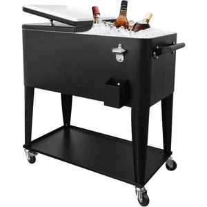 Nattork Tragbarer Rollbarer Kühlwagen 80 Quart Eistruhe Trolley Outdoor Getränke - Bild 1 von 28