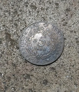 Super SELTENE 1880 5 REIS AZOREN PORTUGAL SELTENE KUPFERMÜNZE / nur 40.000 geprägt - Bild 1 von 2