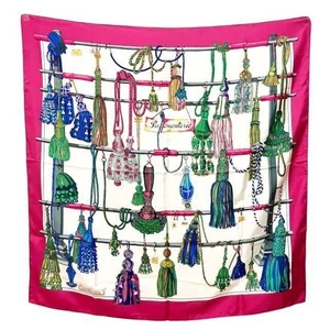 Bufanda HERMES Carre 90 "Passementerie" 100% Seda Rosa De Colección Auténtica Usada - Imagen 1 de 9