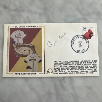 Ozzie Smith Signed St Louis Cardinals 100th Anniversary FDC, Rare, JSA  - Image 1 of 2