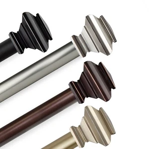 Faye 1" Curtain Rod Adjustable Drapery Rod 28-240" (5 sizes, 4 colors) - Picture 1 of 13