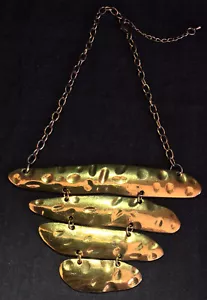 Vintage ARTISAN Necklace JEWELLERY Copper Brass Metal BRUTALIST Style Handmade - Picture 1 of 8