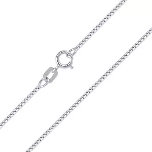 14K Solid White Gold Box Necklace Chain 0.8mm 16-24" - Polished Link Women Men - Picture 1 of 2