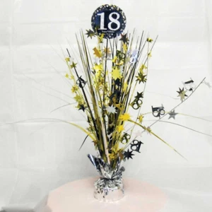 18th Birthday Spray Centrepiece Table Decoration Black Silver Gold Age 18 Party - Picture 1 of 1