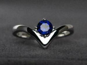 2CT Round Cut Sapphire Solitaire Wave Shape Anniversary Ring 14K White Gold Over