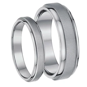 His & Hers Bands Satin Look Matt Polished Titanium Wedding Rings 4&6mm - Picture 1 of 3