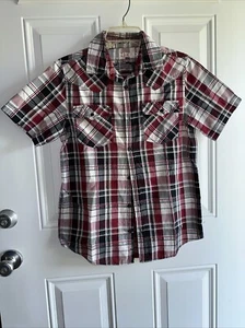 Helix Boys Button Up Short Sleeve Shirt Sz. XL Black/Burgandy. - Picture 1 of 4