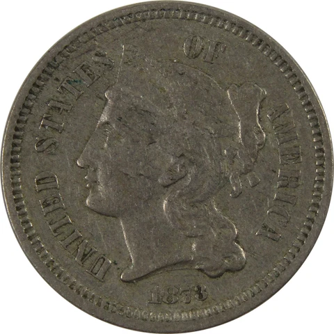 1873 Closed 3 Nickel Three Cent Piece VF Very Fine 3c Coin SKU:I8384 Cover