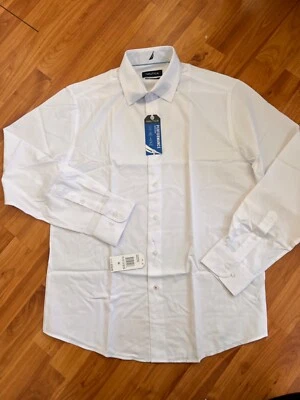 Nautica Mens Performance Super Dress Shirt White Slim Stretch 15-15.5 32/33 NWT - Image 1 of 4