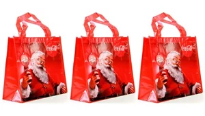 Coca Cola Coke Collectible Christmas Bags Shopper Tote Santa Claus 3 Gift Bags - Bild 1 von 24
